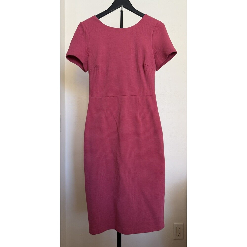 Boden Elsa Ottoman Dress Pink Textured Ribbed 6R Short Sleeve Career Classic